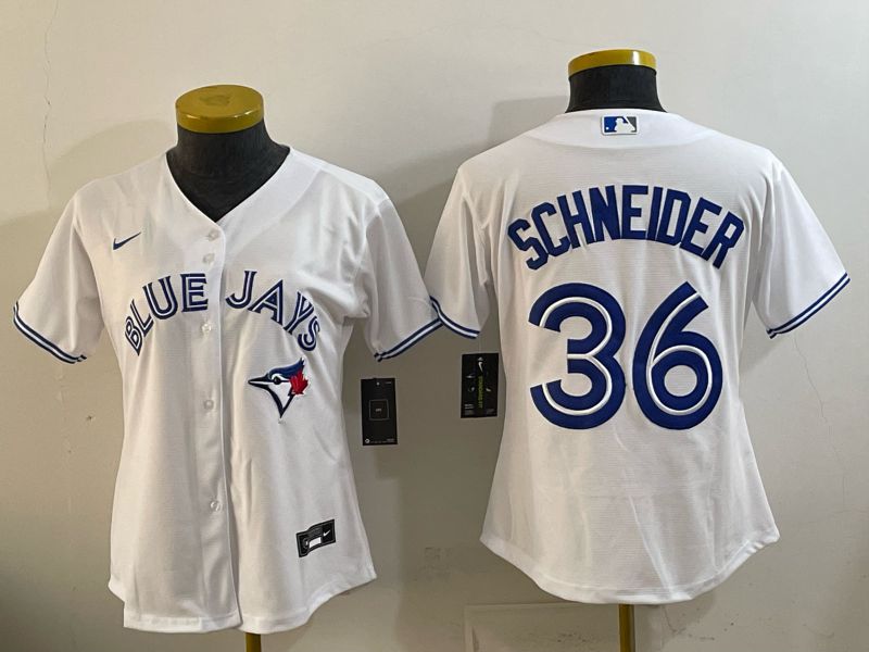 Women 2025 Nike Toronto Blue Jays #36 Schneider White Game MLB Jersey 01->women mlb jersey->Women Jersey
